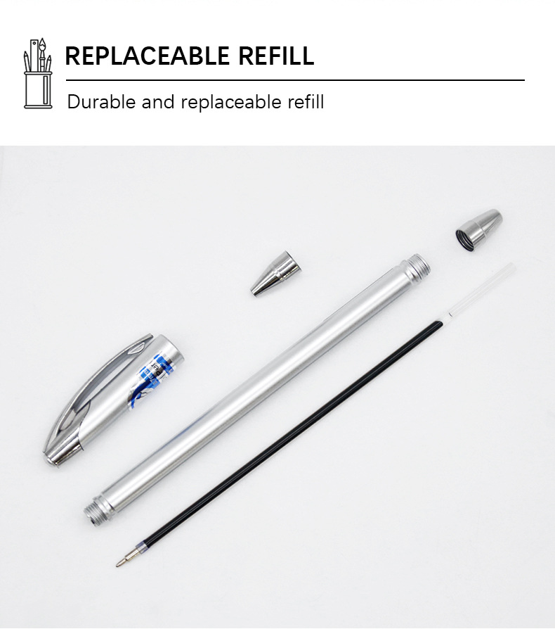 Yalong Cross-border hot-selling silver 0.7mm ballpoint pens, high-quality ballpoint pen promotional stationery pic 2