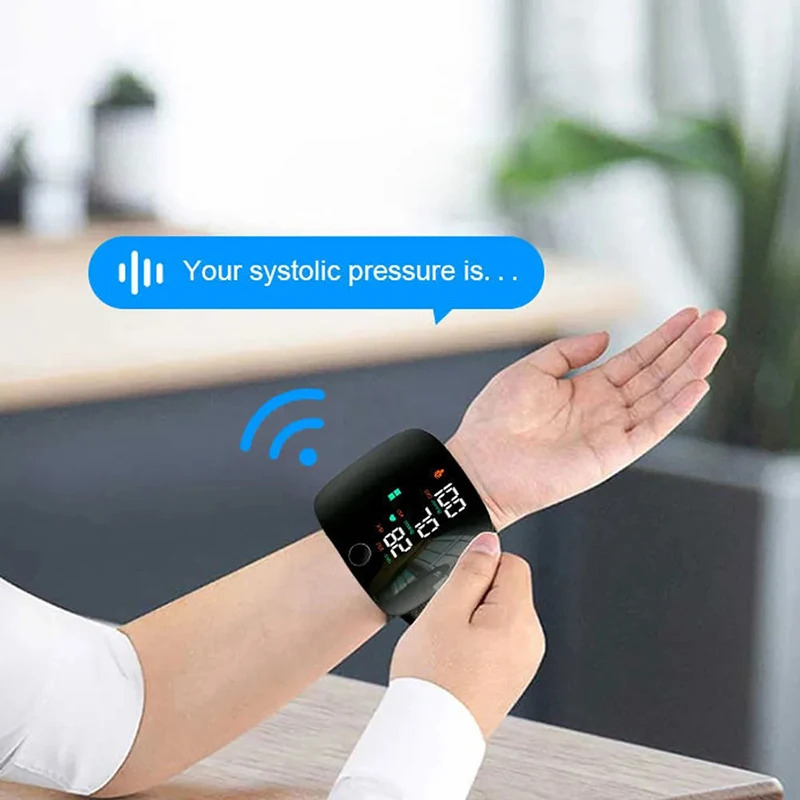 Hot Sell wrist blood pressure monitor USB charging, intelligent multi-voice backlit LCD large screen, English, Russian, Thai pic 15