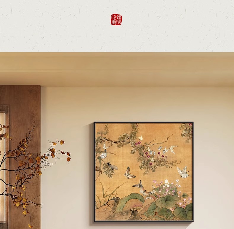 宋氏美学花鸟画客厅装饰画新中式沙发背景墙挂画方形餐厅卧室壁画详情10