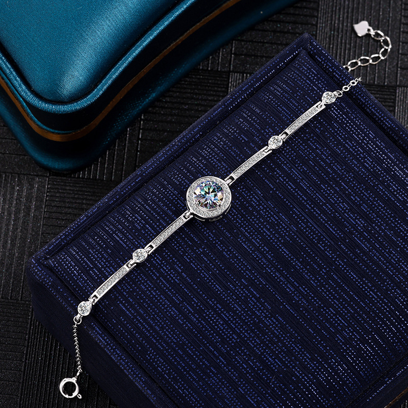 S925 sterling silver bracelet, one-carat Mosan luxury round bag bracelet, live-streaming same style, Korean version, high-end and light luxury pic 14