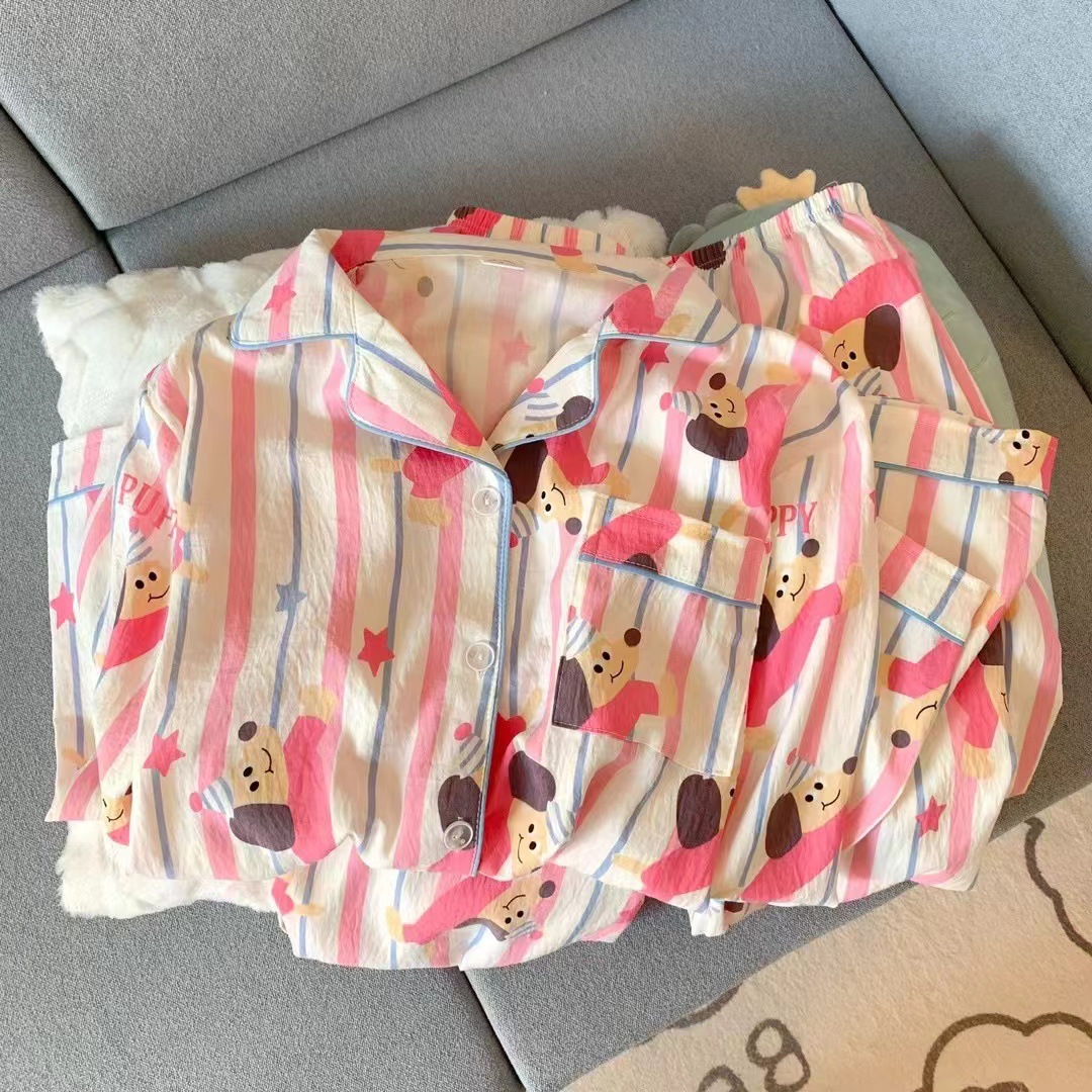 Spring new Cloud cotton Korean InS-style long-sleeved pajamas for girls, sweet and cartoonish, cute student home wear set pic 45