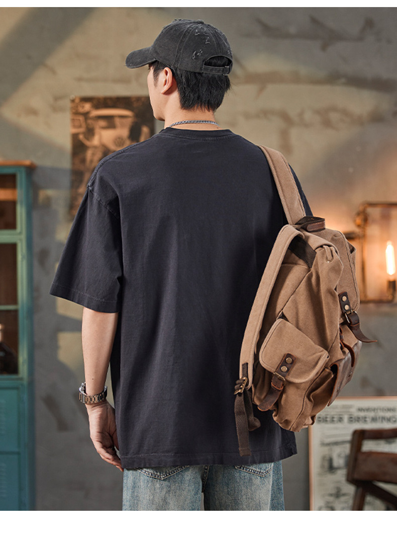 纯棉短袖t恤男士夏季2025新款潮牌复古宽松休闲圆领半袖上衣男款详情28