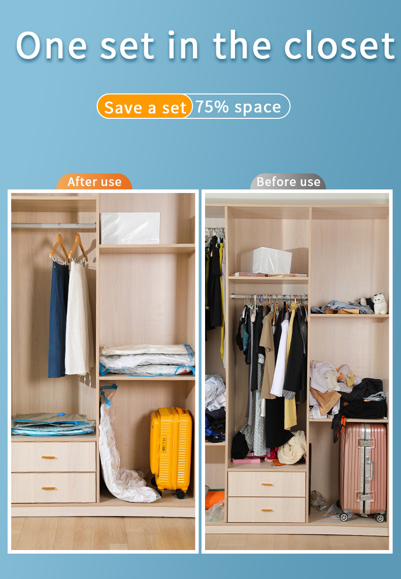 Transparent vacuum compression bag, seasonal clothing storage bag, clothes and quilt storage bag, hand roll, thickened explosion-proof zipper pic 5