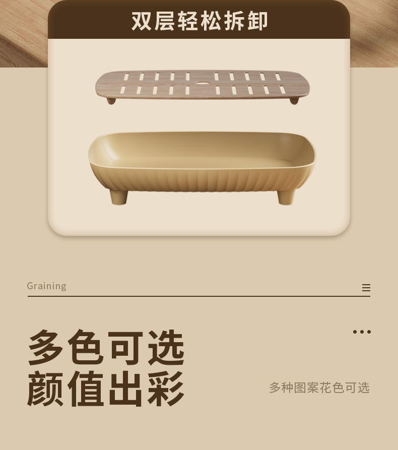 密胺高脚双层高颜值茶盘家用简约中式沥水盘客厅茶台放茶杯托盘详情8