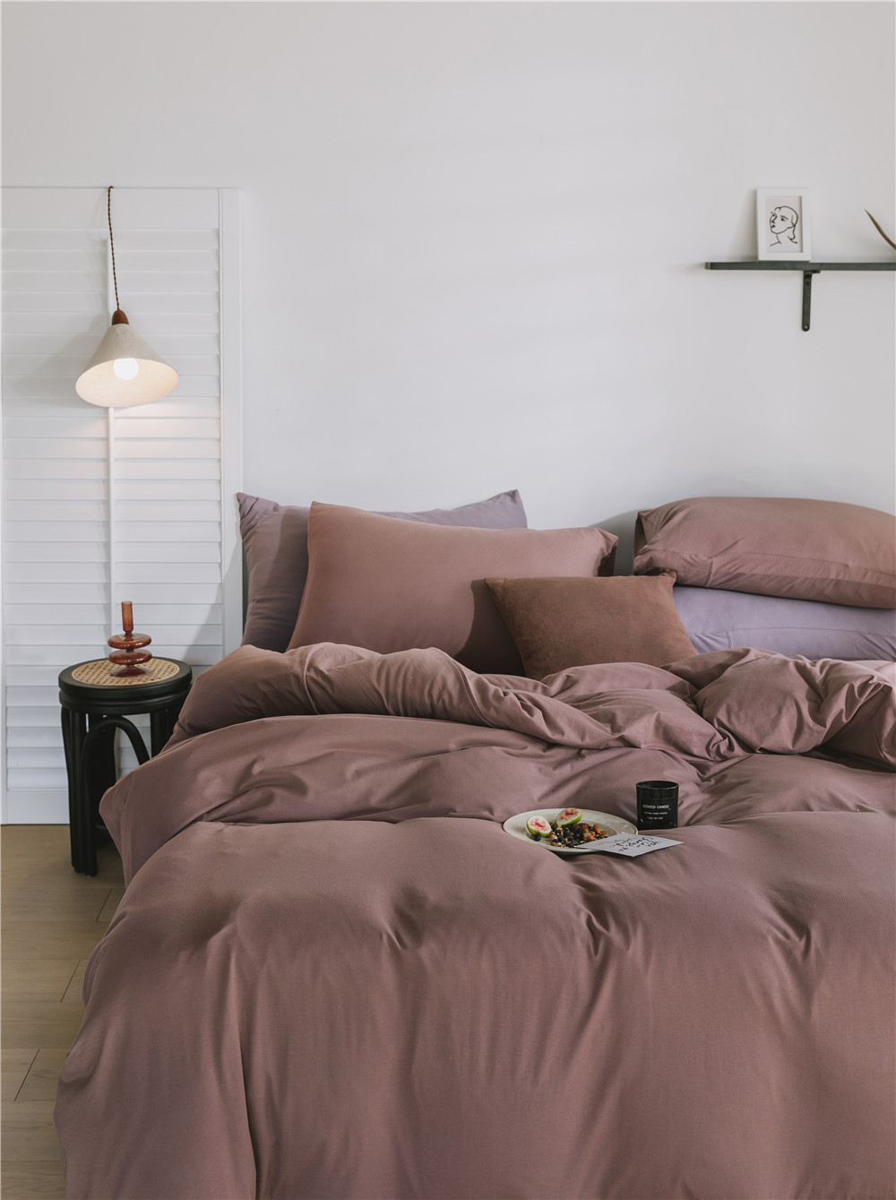 ins Japanese-style solid color all-cotton knitted cotton four-piece set, skin-friendly nude sleeping plain double-layer Indian cotton bed sheet pic 48