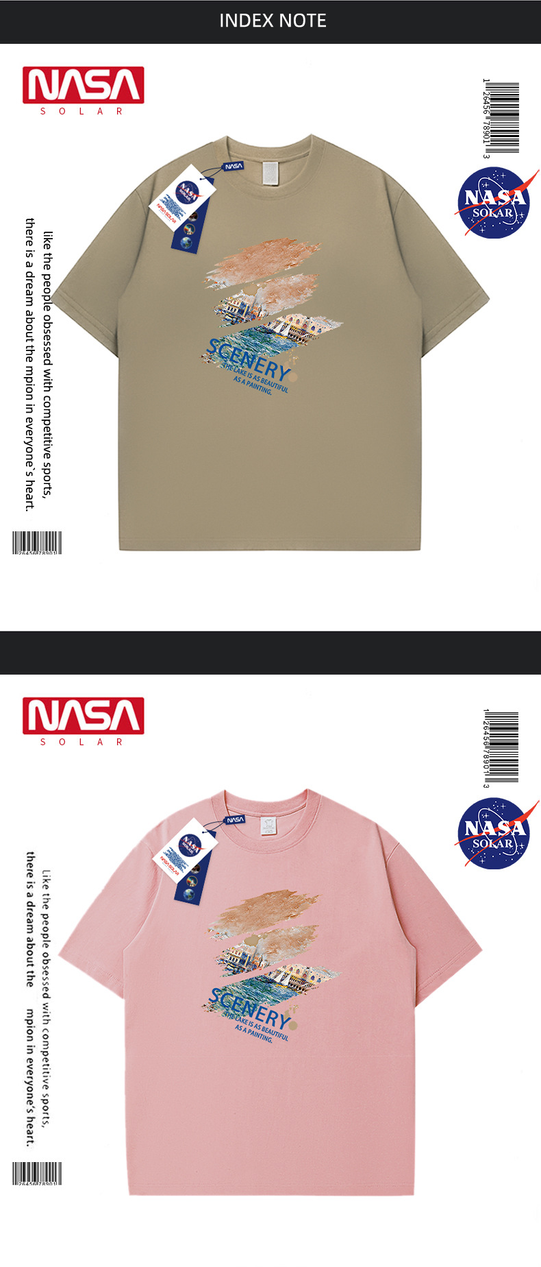 NASA 联名2025夏季新款时尚百搭字母印花T恤户外运动情侣短袖上衣详情11