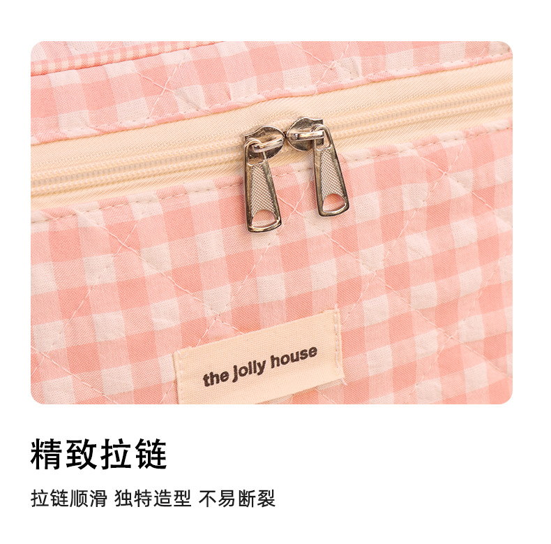 新款格子可爱化妆包大容量高级感多功能洗漱包手提收纳包一个起批详情12