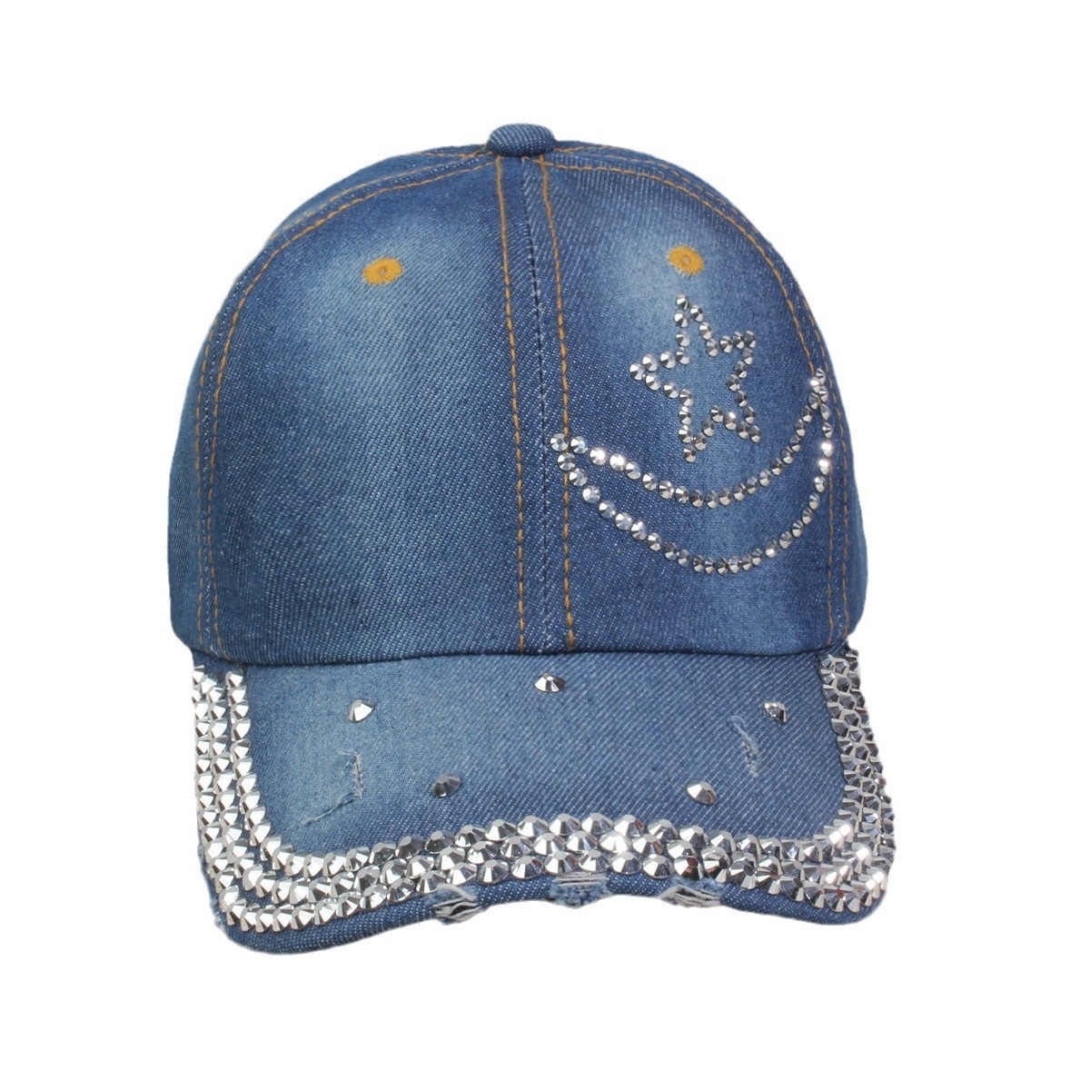 牛仔镶钻棒球帽弯檐男帽女帽百搭款遮阳鸭舌帽夏季休闲百搭帽子详情19