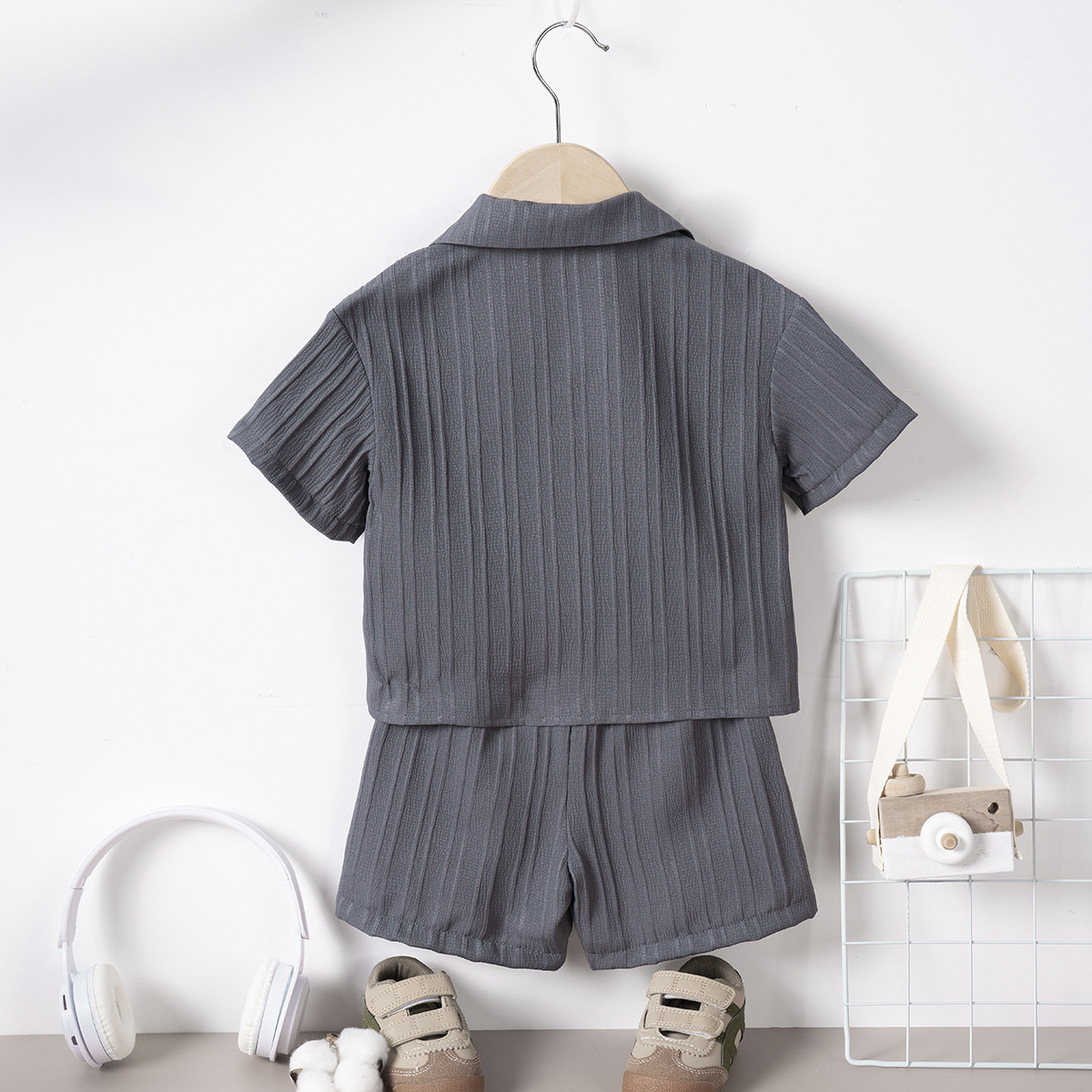 Hombre niño verano conjunto de camiseta de color sólido solo abotonado niños blusa de solapa manga corta aliexpress burst medio bebé niño pic 32