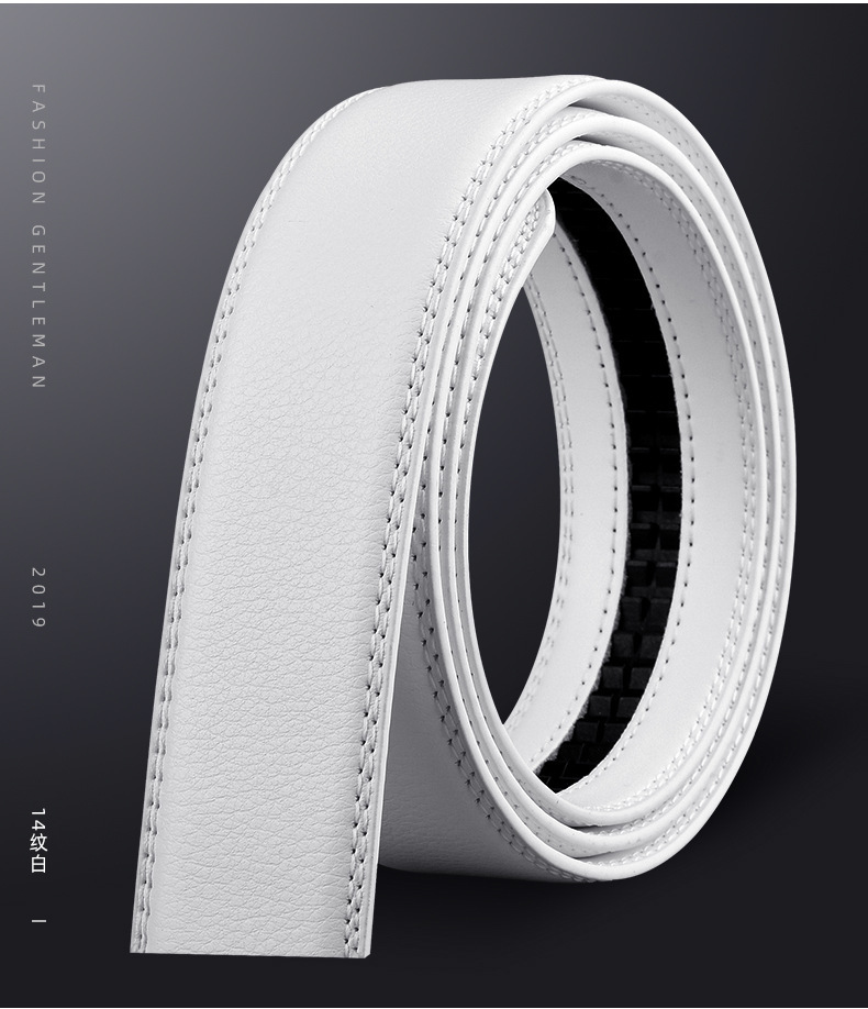 男士真牛皮自动扣腰带商务休闲裤带青年无头皮带条3.5cm服装配饰详情13