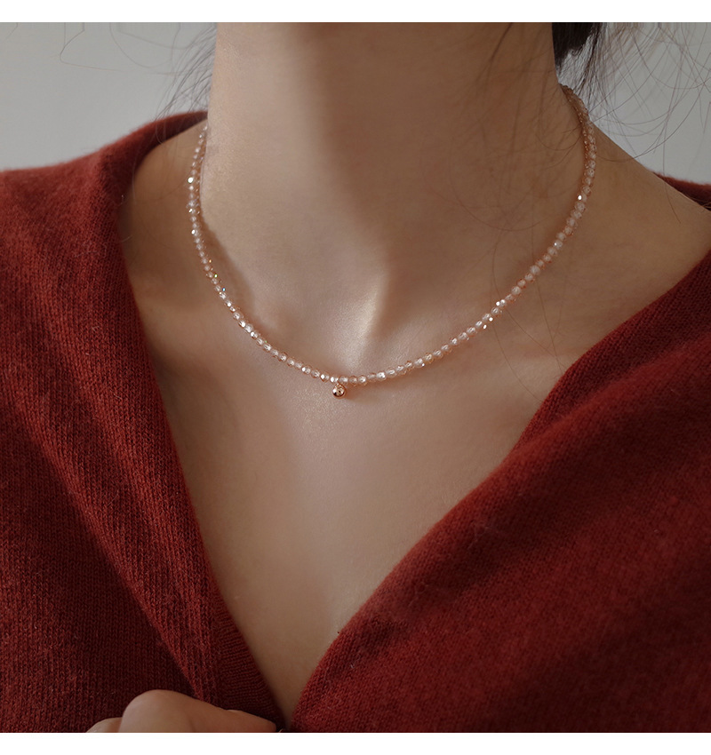 钛钢流金岁月闪耀太阳石串珠项链女夏天气质网红同款设计感锁骨链详情5