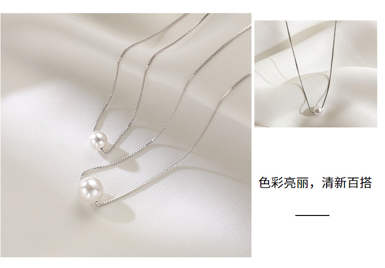 s925 sterling silver pearl necklace, a simple and elegant single beaded pendant, versatile and niche collarbone necklace pic 23