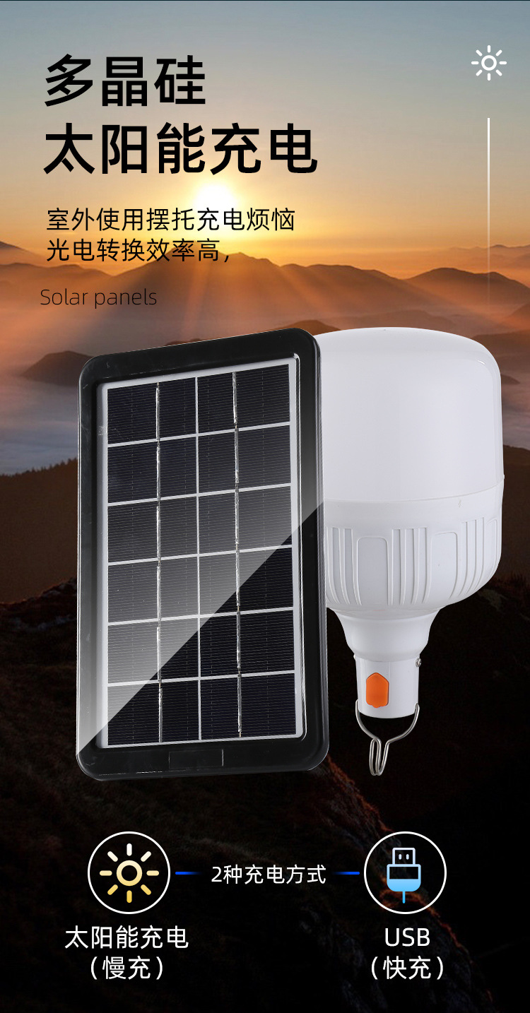 led充电灯泡户外便携露营夜市摆摊灯usb充电应急灯停电照明球泡灯详情6