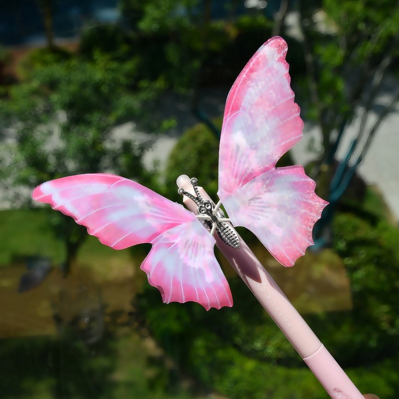 Chenxi butterfly-shaped press erasable gel pen Crystal blue Student black stationery wholesale erasable pen pic 20