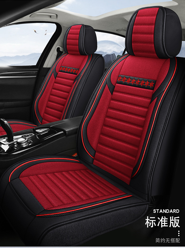 One-piece consignment cross-style linen car seat cushions, wear-resistant, dirt-resistant, all-season universal, full-body seat covers, car seat covers pic 34