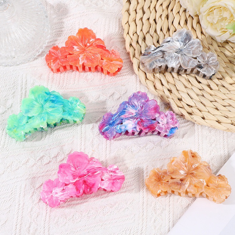 跨境爆款大号鸡蛋花抓夹百搭大理石纹鲨鱼夹渐变紫金花发饰多巴胺详情10