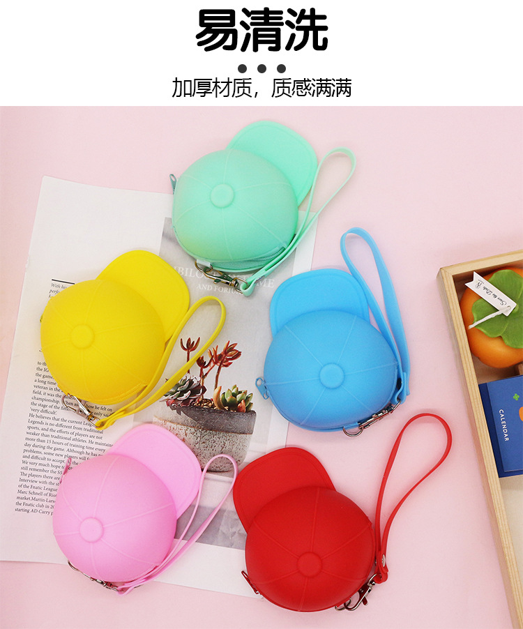 Korean candy-colored hat coin case, silicone cartoon creative zipper wallet, cute coin purse, factory direct sales pic 9