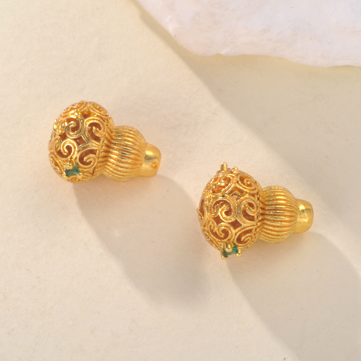 Chinese-style high-color-retention diamond-encrusted auspicious cloud hollowed-out gourd bead necklace bracelet jewelry diy handcrafted accessories pic 6