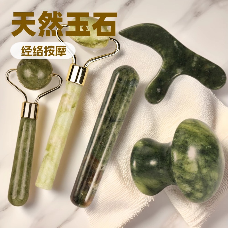 源头工厂岫岩玉多功能玉石滚轮美容器脸部眼部刮痧三叉足底按摩工具详情2
