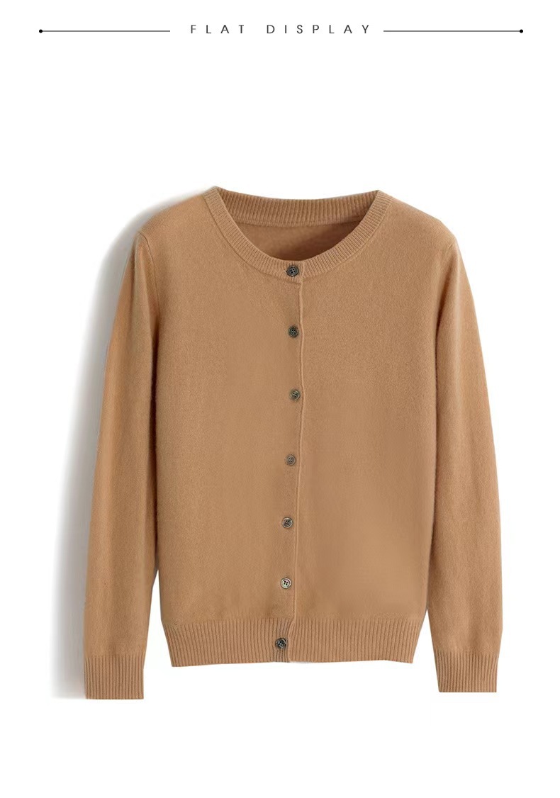 New autumn and winter round-neck knitted cardigan for women, loose and large-sized sweater, versatile coat, solid color base wool sweater coat pic 36