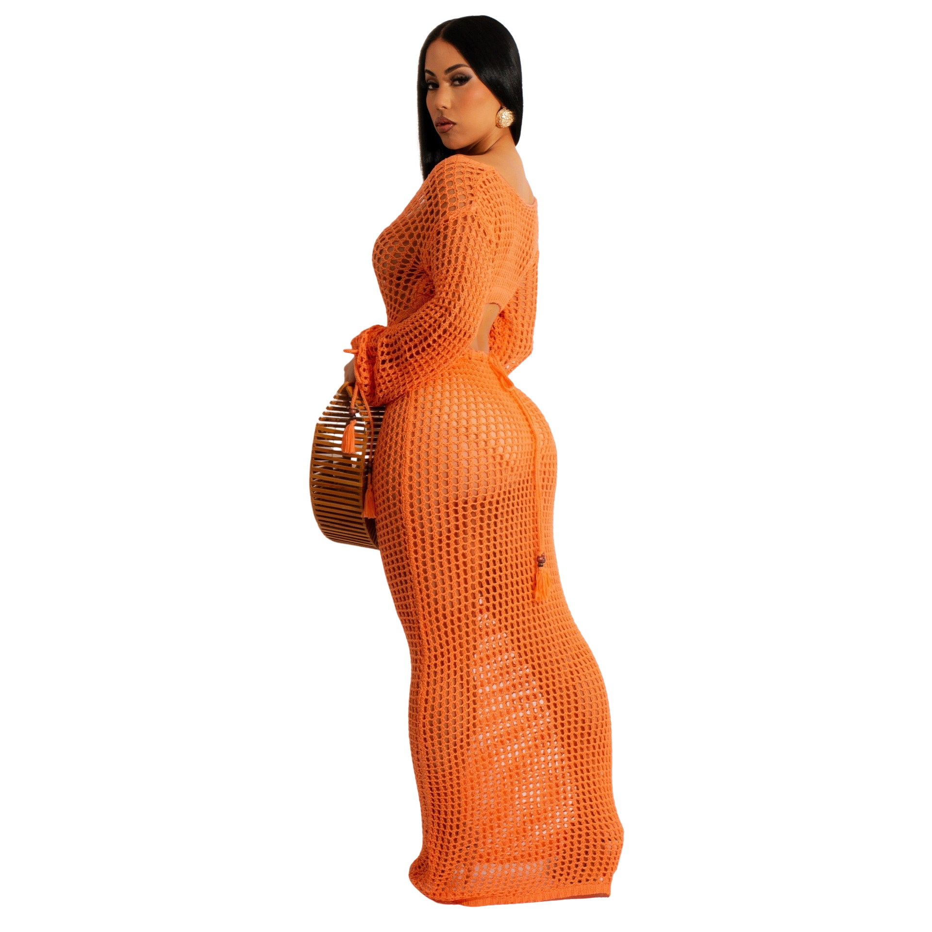 亚马逊速卖通欧美女装性感镂空针织连衣裙夏季深V沙滩罩衫长裙详情26