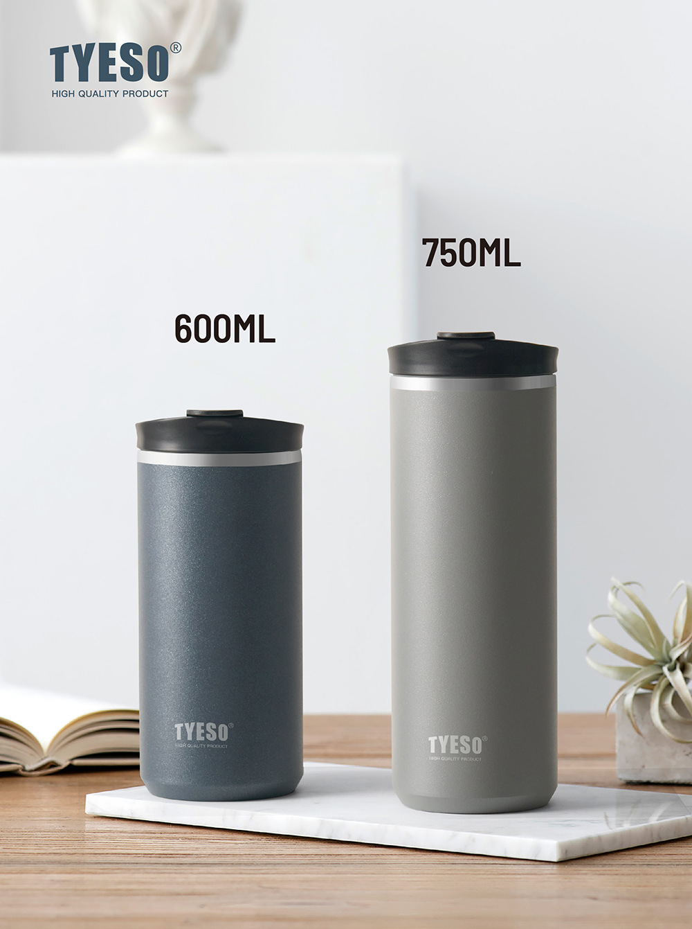 TYESO/ Taishuo Portable French Press Cup, a light luxury office car travel cold brew tea and coffee cup with heat and cold preservation pic 2