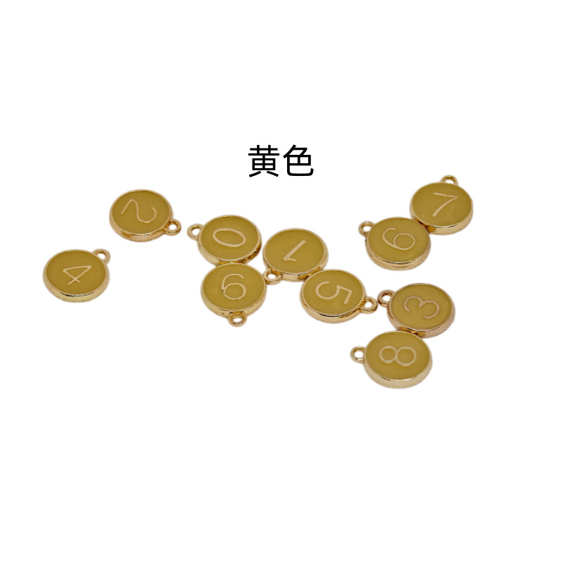 DIY饰品配件   合金双面滴油多色数字字母配套吊坠 手链项链挂饰详情9