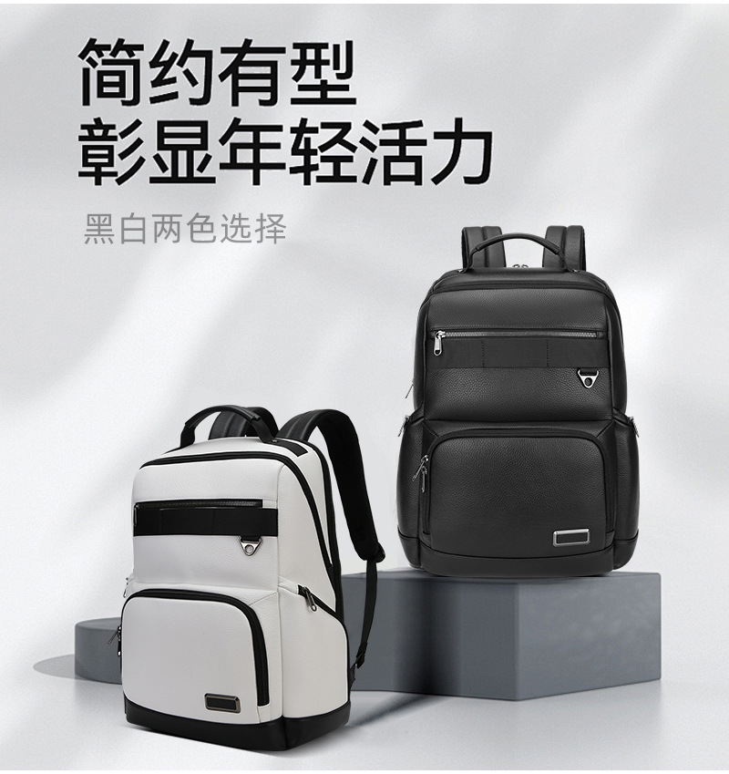 休闲旅行双肩包真皮防水户外商务电脑包高级感背包双肩一包多用详情4