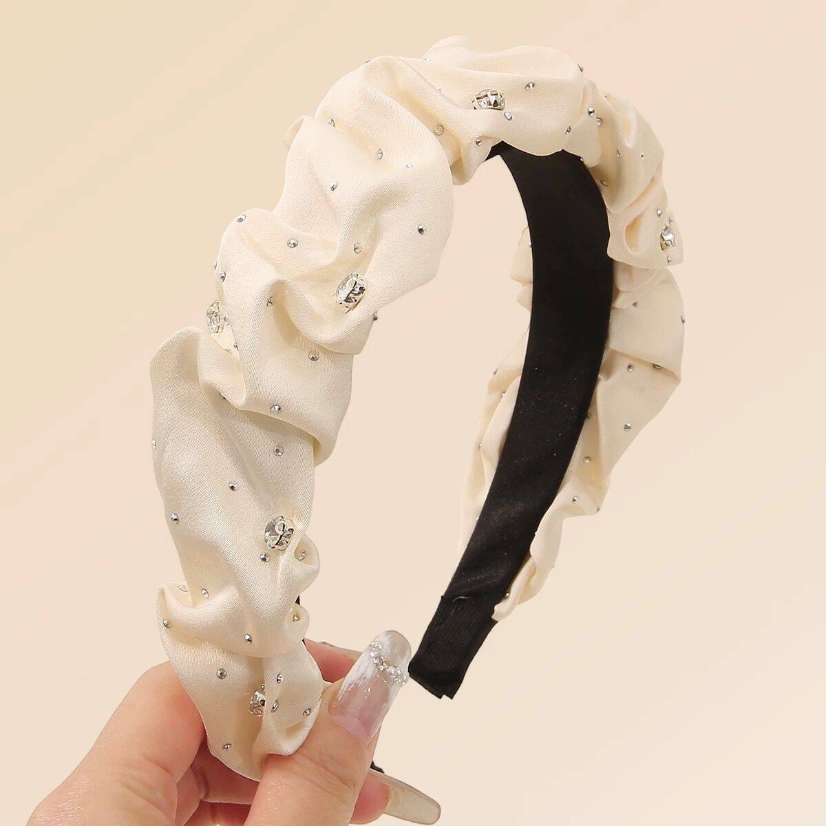 高颅顶褶皱发箍夏季新款复古法式网红头箍压碎发卡气质百搭发饰品详情6