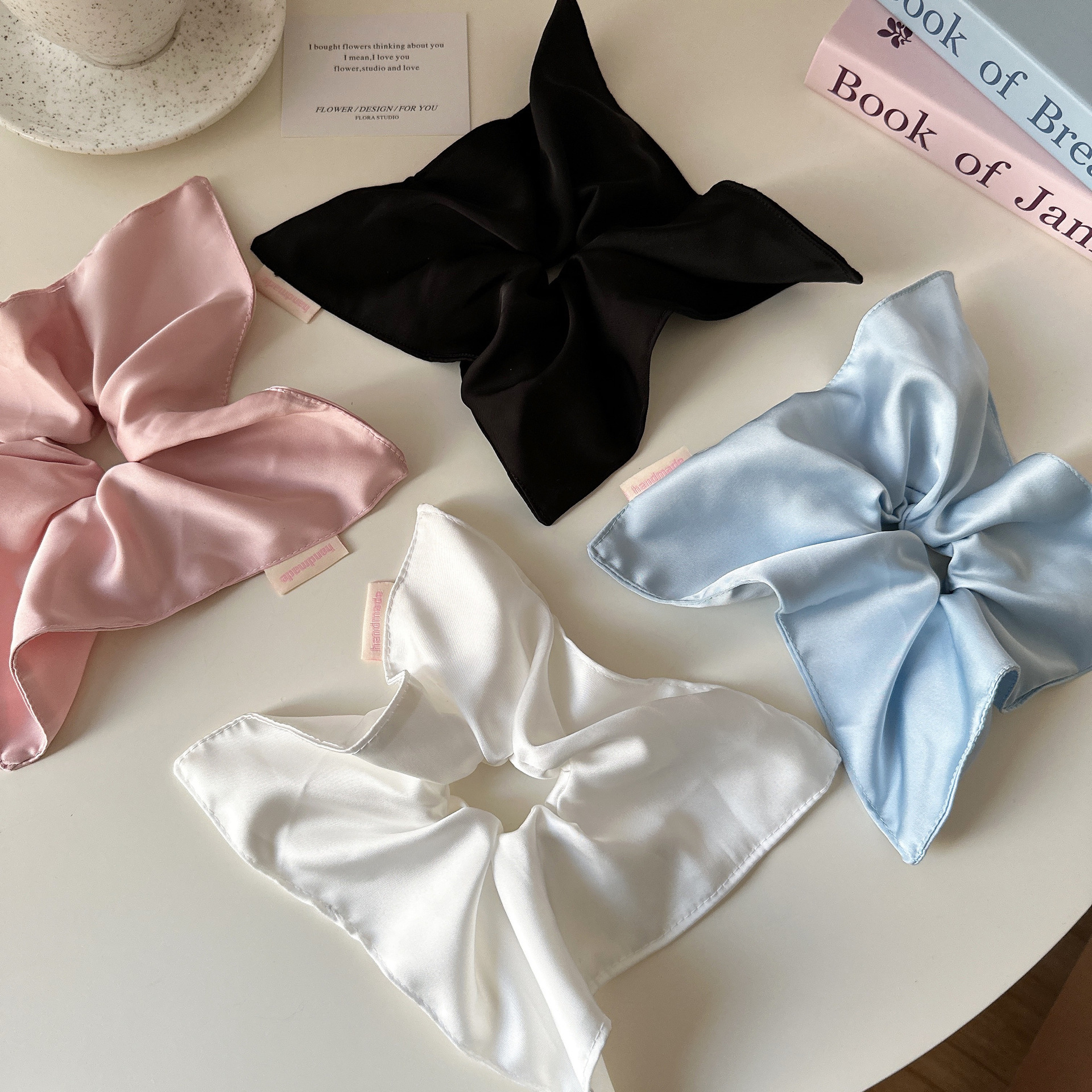 High-quality Japanese and Korean hair bands for ladies with a high-end look, satin square scarves, a laid-back style, and high-elasticity hair bands pic 6