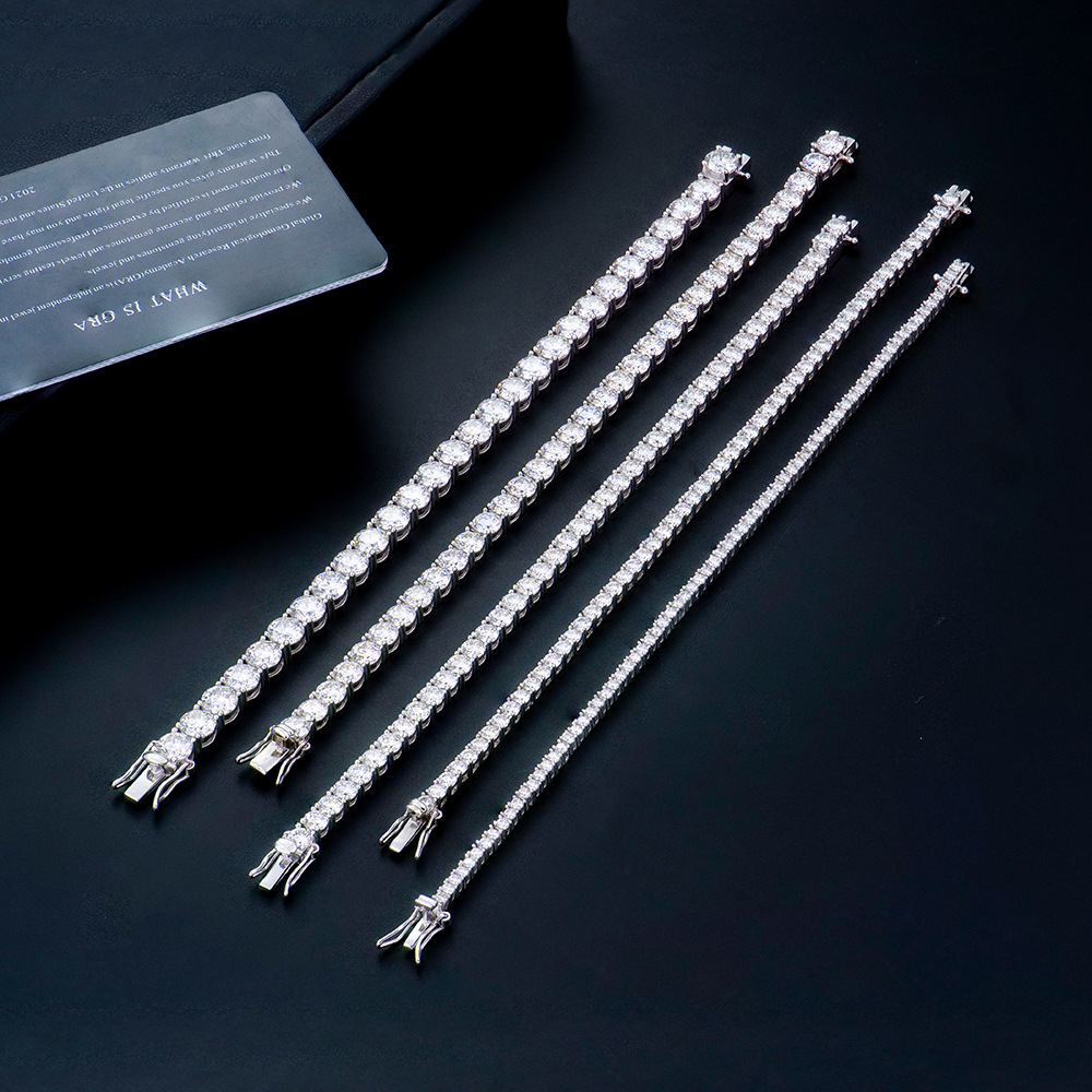 欧美风男士纯银手链2到6毫米跨境饰品S925莫桑石首饰痞帅送男友详情4