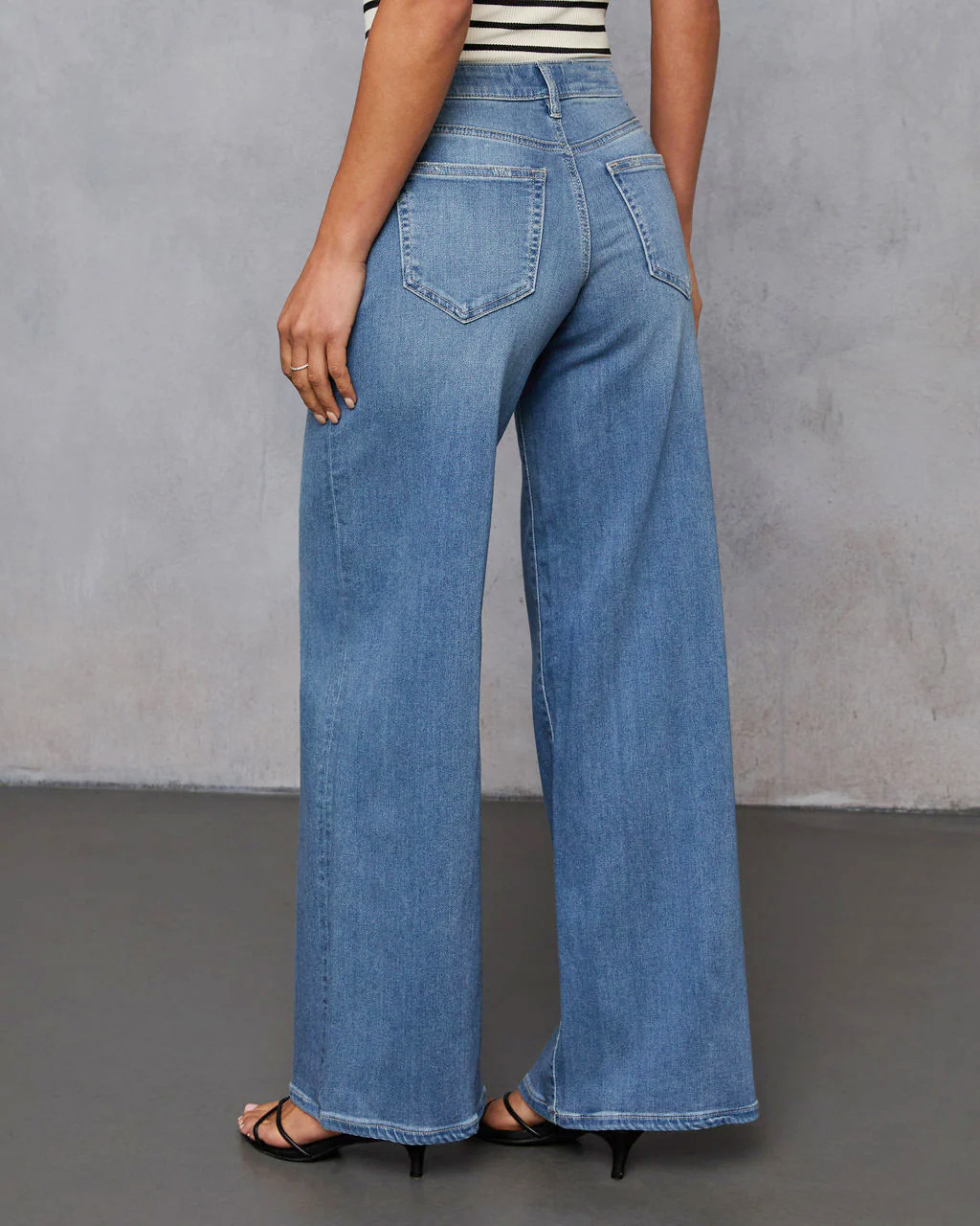 New stretch jeans for women from Europe and America are selling well. They are fashionable, stylish, commuter wide-leg jeans with washable stretch pic 7