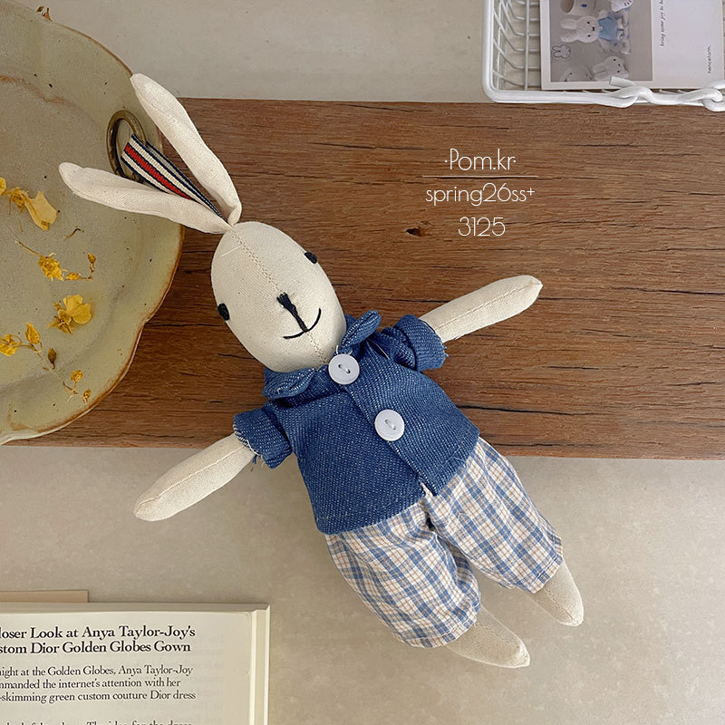 韩版新款兔子布艺手作玩偶挂件儿童宝宝生日礼物背包挂饰复古饰品详情12