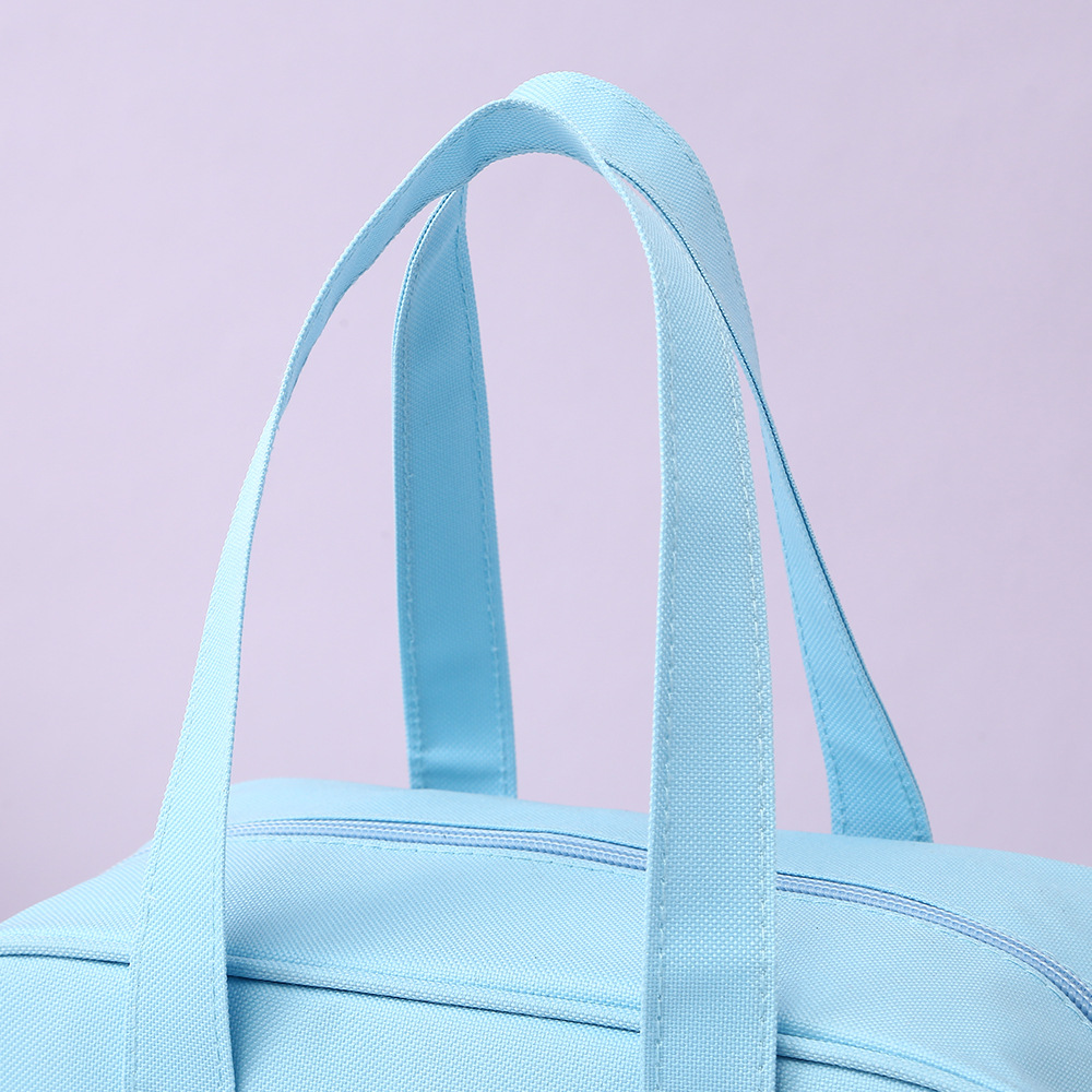 Light-colored cartoon bear printed student tutorial file bag, junior high school study handbag, tutorial Oxford cloth zipper bag pic 5