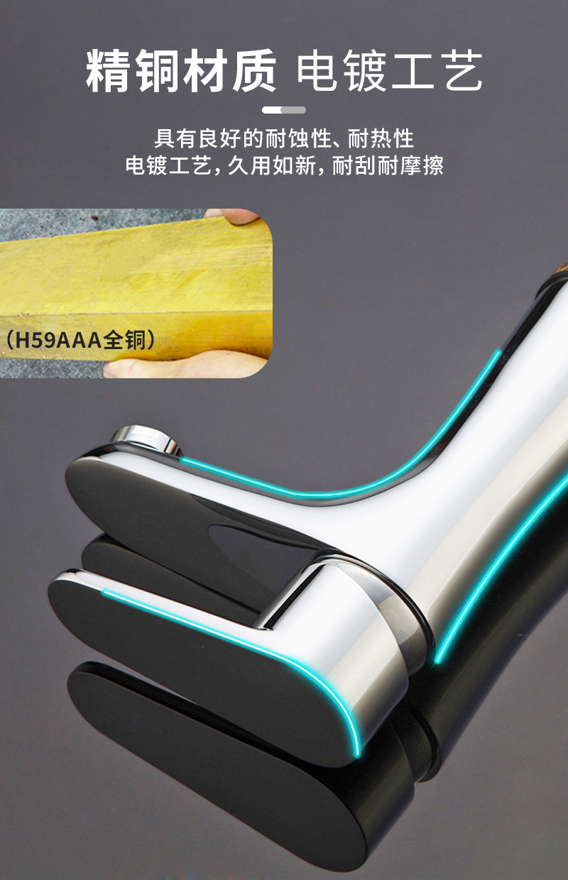 全铜面盆水龙头家用浴室卫生间洗脸盆洗手台单把单孔冷热混水龙头详情7