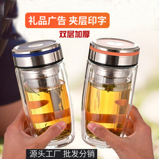 玻璃杯高级感玻璃无铅杯子家用带盖高硼硅双层新款高颜值水杯批发详情3