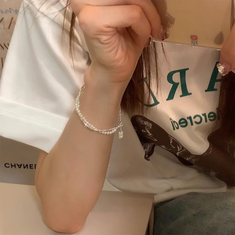 Korean-style fashionable and niche heavy craftsmanship pearl silver bead beaded bracelet for women, light luxury, exquisite and versatile. A perfect accessory for your best friend pic 3