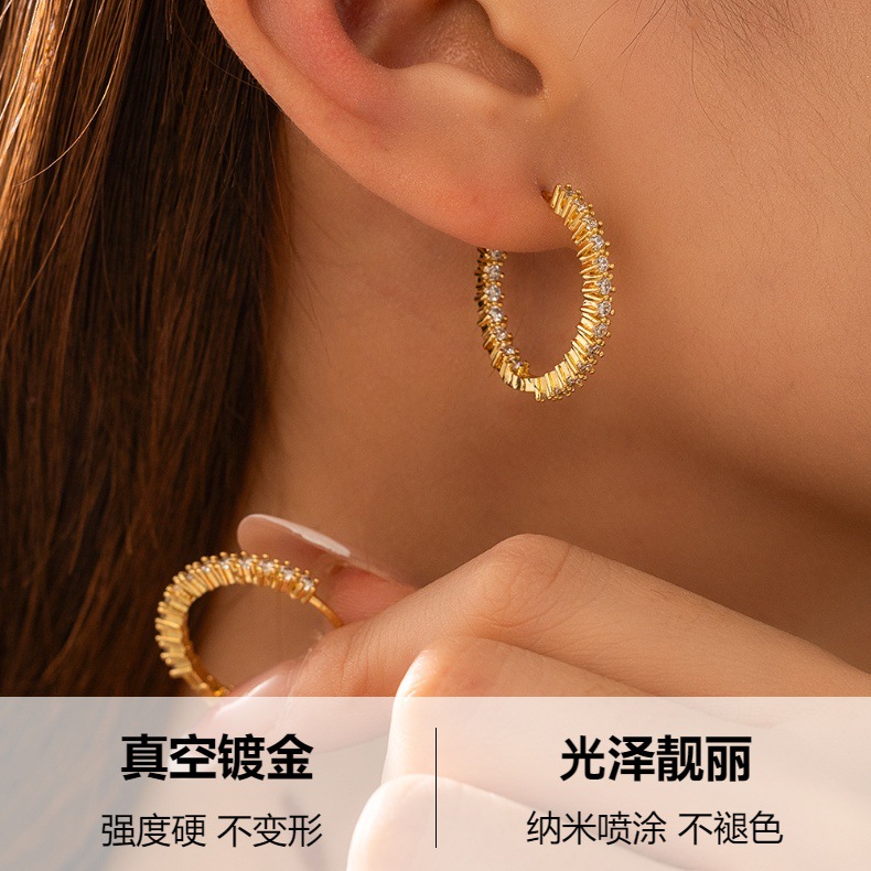 跨境高级感几何方形锆石ins风饰品耳扣耳饰tiktok直播厂家批发详情5