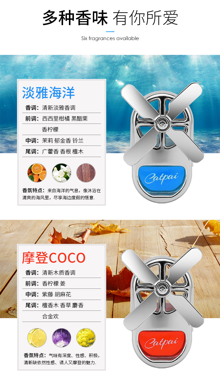 Car perfume, car aromatherapy, air conditioning outlet fan, rotating interior accessories, light-scented creative decorative items pic 13