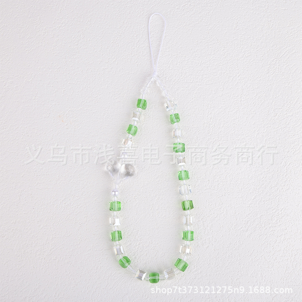 Amazon Goddess Sweet butterfly heart mobile phone chain Heart beaded pendant rope Keychain mobile phone pendant pic 3