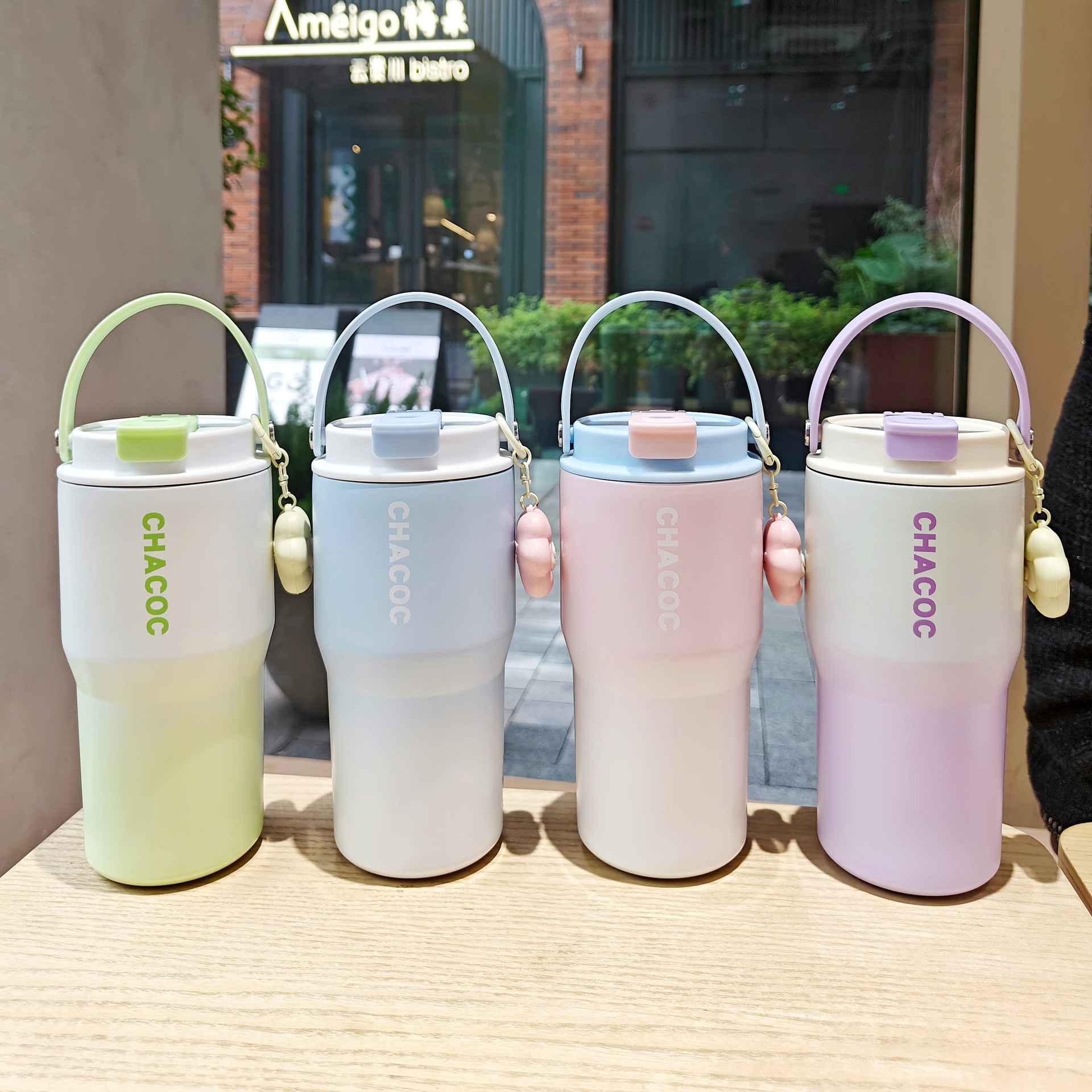 时尚渐变真空保温杯简约女士大容量咖啡杯便携手提杯子礼品杯批发详情3