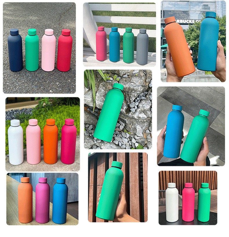 亚马逊304不锈钢保温杯美式小口瓶户外运动水杯大容量磨砂漆水瓶详情3