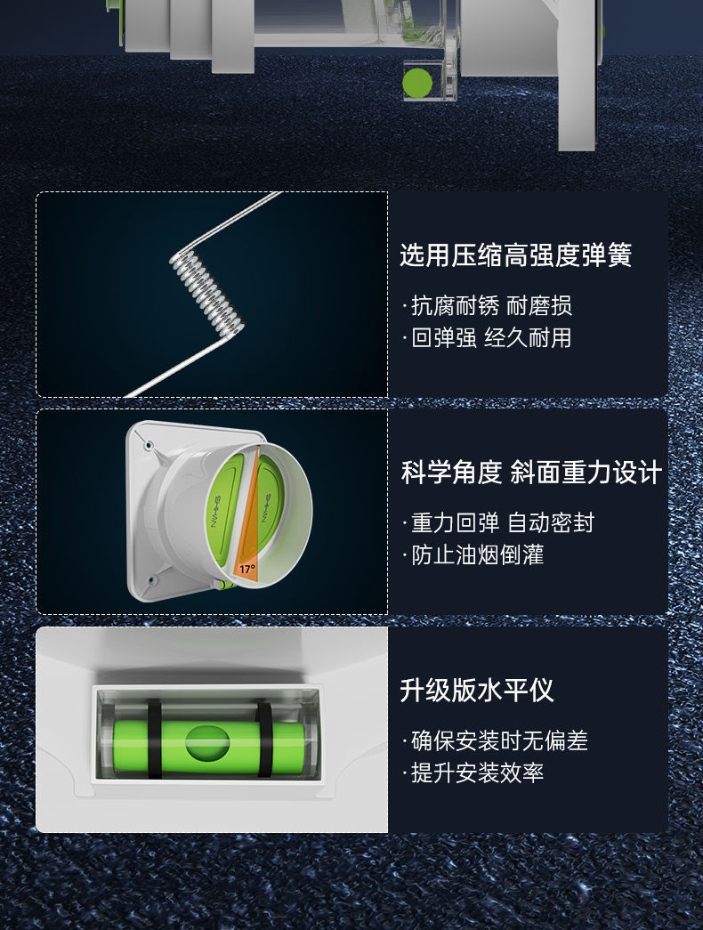 止逆阀厨房烟道专用抽油烟机排烟风管变径止回阀防烟宝单向止烟阀详情14