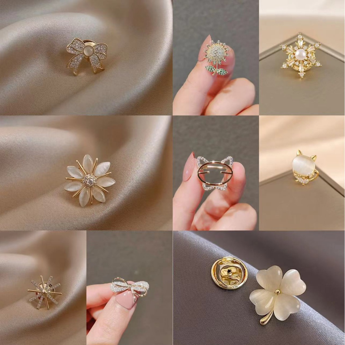 时尚猫眼石蝴蝶结领针胸针女百搭可爱防走光别针固定防走光潮流胸详情2