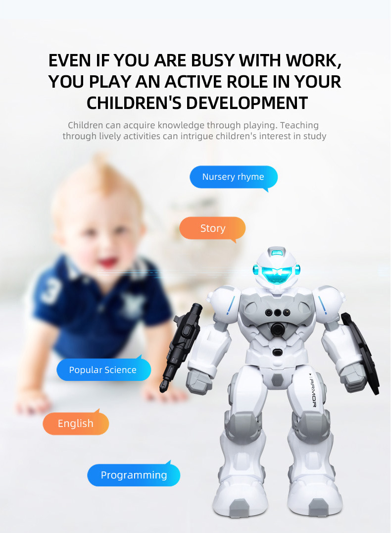 New cross-border programmable robot toy 2.4G wireless remote control gesture-sensing sound and light intelligent police model pic 5