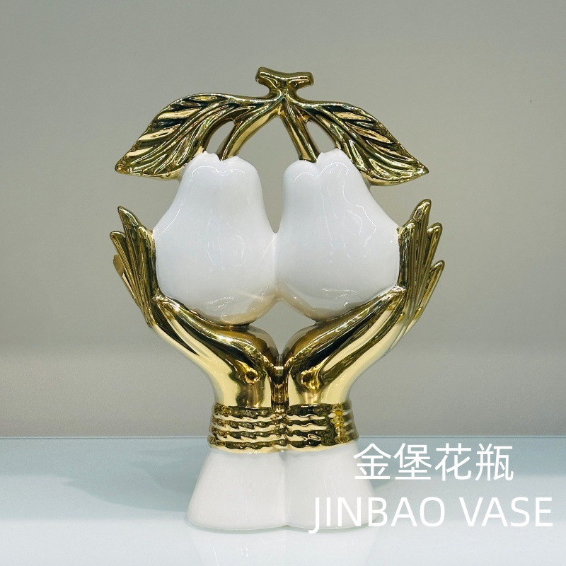 Modern simple European-style electroplated gold fruit ceramic ornaments, home TV cabinets, wine cabinets, decorative display handicrafts pic 10