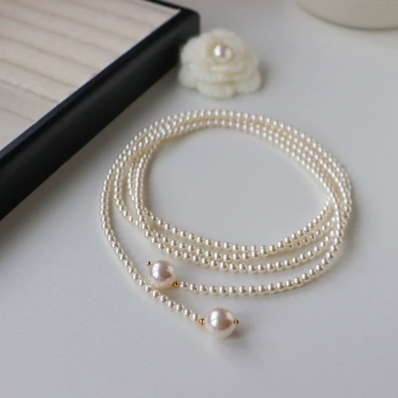 法式施家珍珠项链串珠配饰女轻奢小众复古百搭毛衣链高级感长款详情3