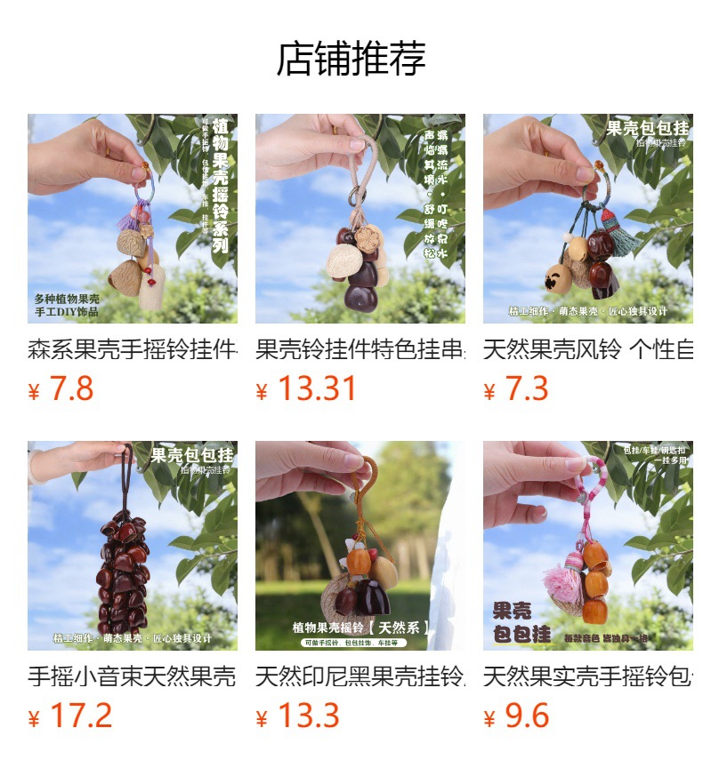 印尼天然果壳手摇挂铃包包挂件 手工diy材料包治愈系音疗乐器车挂详情1