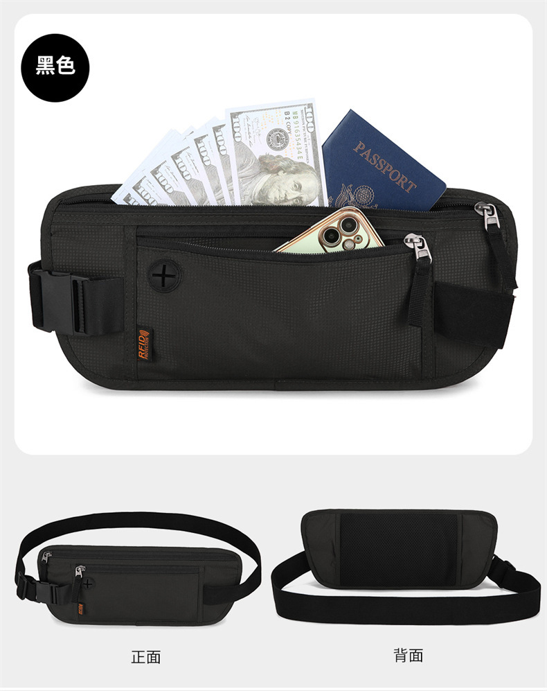 2024新款手机护照证件包腰包贴身防盗刷RFID防水防盗超薄手机腰包详情15