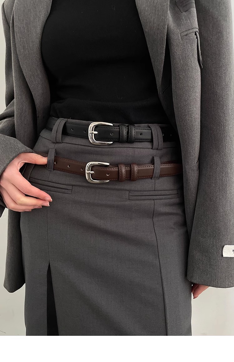 简约百搭皮带裤子女士新款腰带黑色韩国学生韩系裤带细款免打孔详情6